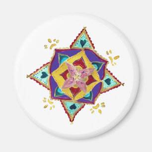Íman Magneto de Mandala Amarelo rosa
