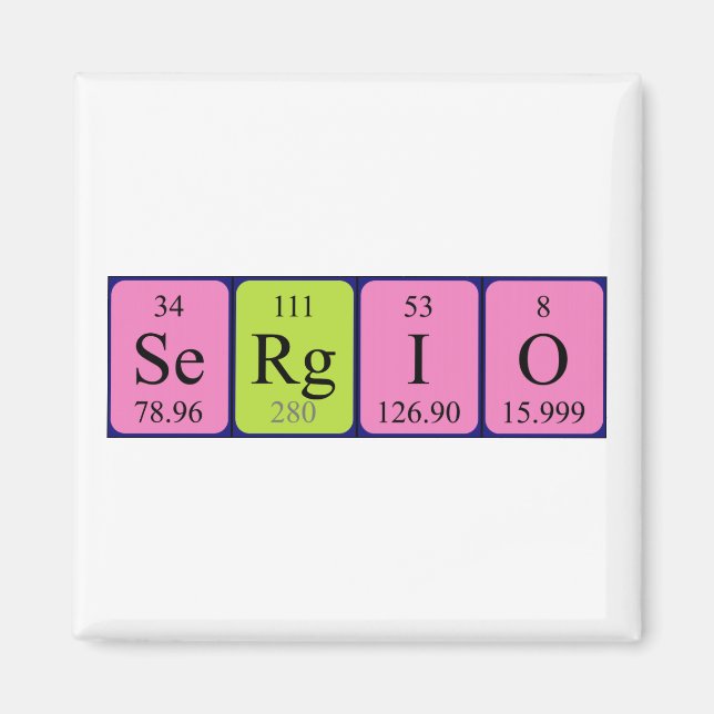 Íman Magneto do nome da mesa periódica Sergio (Frente)