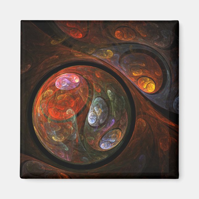 Íman Magneto Quadrado de Abstrato de Conexão Fluid (Frente)