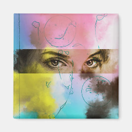 Íman Magneto quadrado Pop de retroabstrato