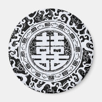 Magnetos de dupla felicidade em chinês preto e bra