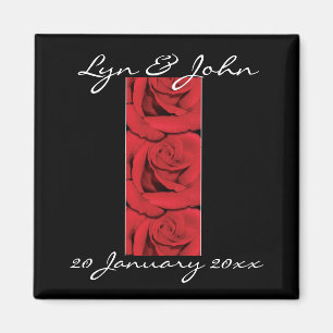 Íman Magnets - rosas vermelhas e preto elegantes