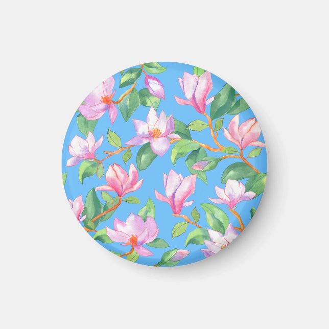 Íman Magnólia florescente em azul-céu (Frente)