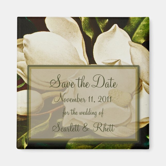 Íman Magnolias Wedding Save the Date Magnet (Frente)