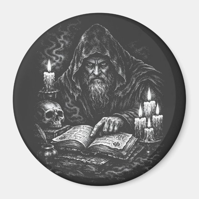 Íman Mago Estudando o Grimório — por BurnsInHell (Frente)