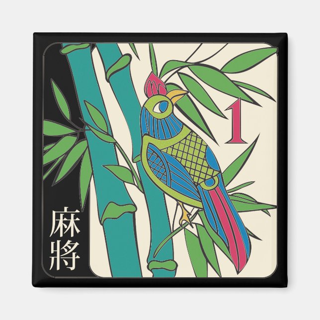Íman Mah Jongg Azulejos Bird Magnet (Frente)