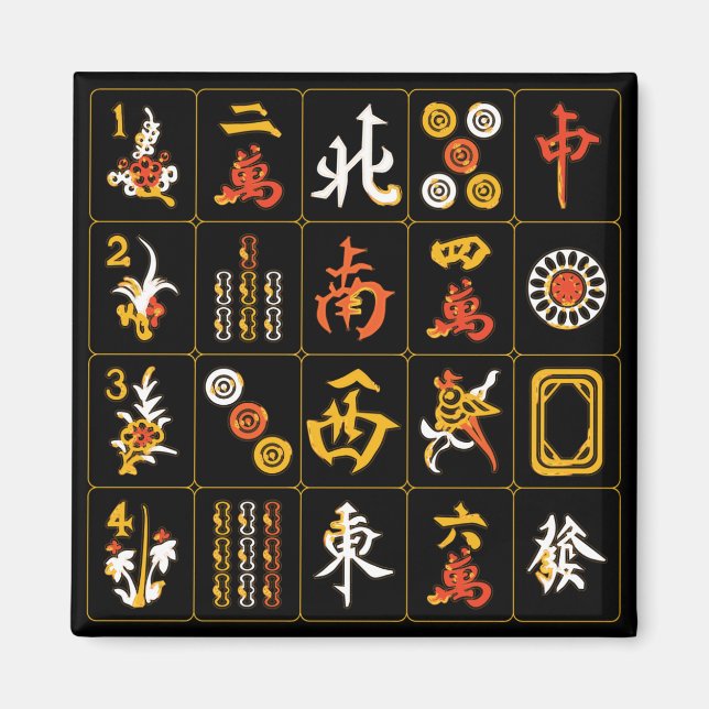 Íman Mah Jongg Black/Orange/Yellow Magnet (Frente)