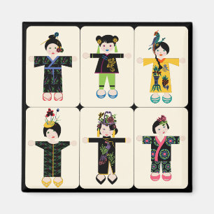Íman Mah Jongg Dolls Magnet