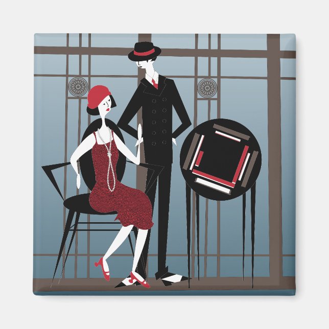 Íman Mah Jongg Flappers Casal Magnet (Frente)