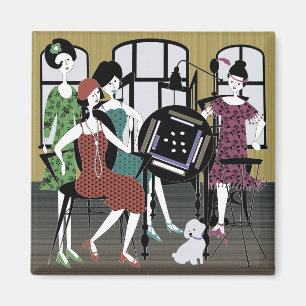 Íman Mah Jongg Flappers Dog Magnet