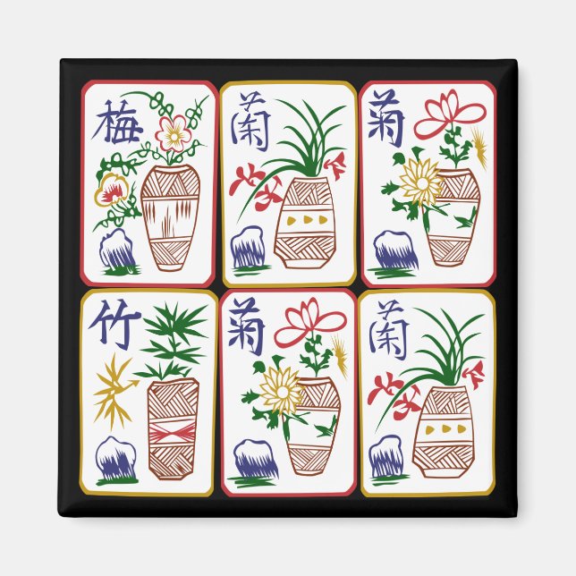 Íman Mah Jongg Flores E Um Círculo (Frente)