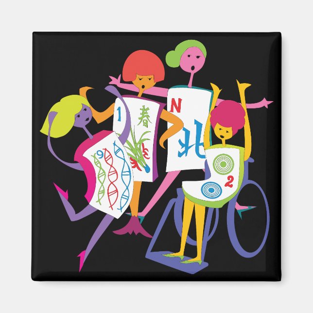 Íman Mah Jongg Happy Dance Black Magnet (Frente)