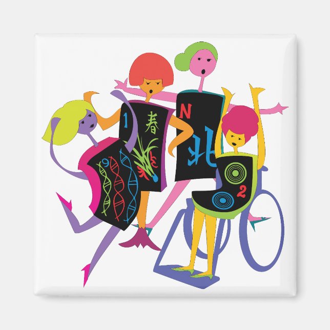 Íman Mah Jongg Happy Dance White Magnet (Frente)