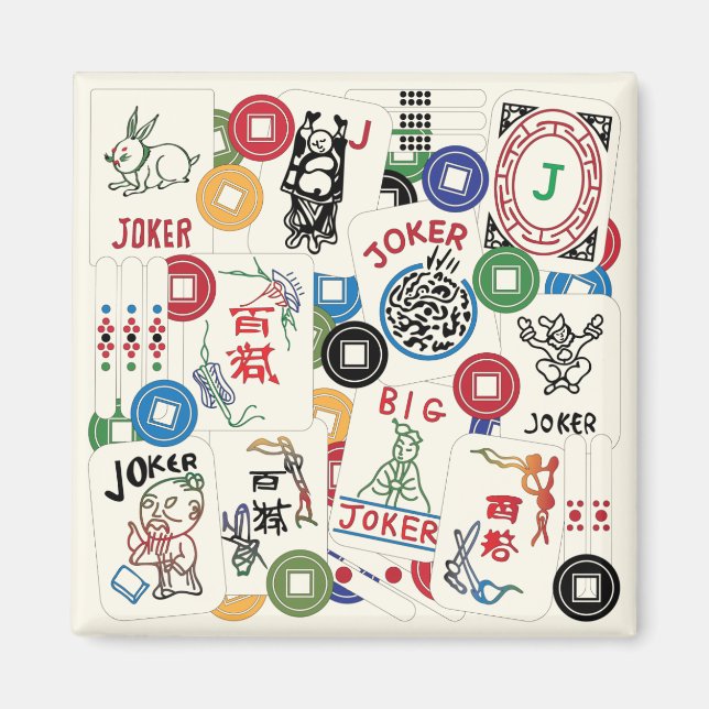Íman Mah Jongg Jokers and Moins Magnet (Frente)