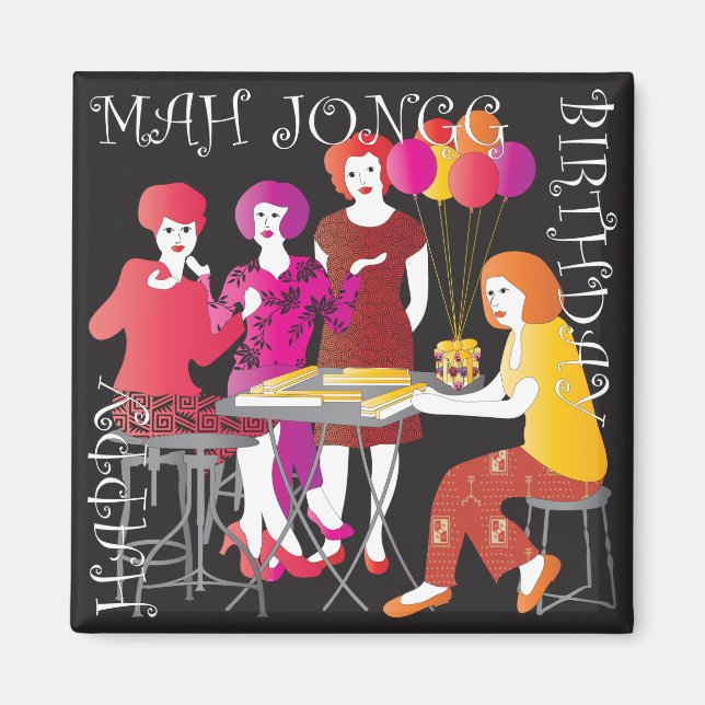 Íman Mah Jongg Presente Magnet de Aniversário (Frente)