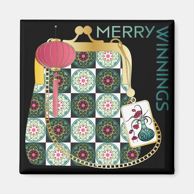 Íman Mah Jongg Purse Holiday Magnet (Frente)