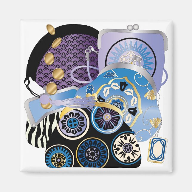 Íman Mah Jongg Purses Blue Magnet (Frente)