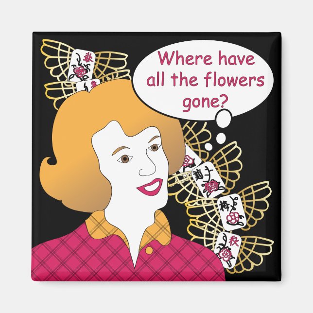 Íman Mah Jongg Sayings Flowers Magnet (Frente)