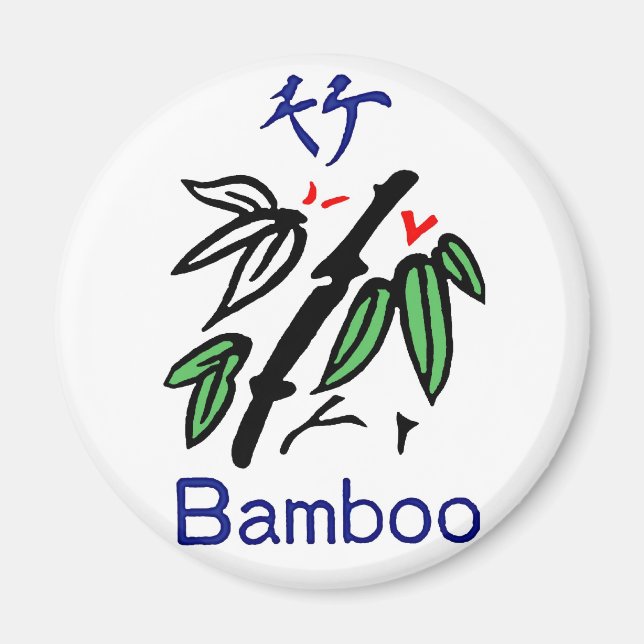 Íman Mahjong Bamboo Suit,Vermelho,Azul,Verde,Preto em B (Frente)