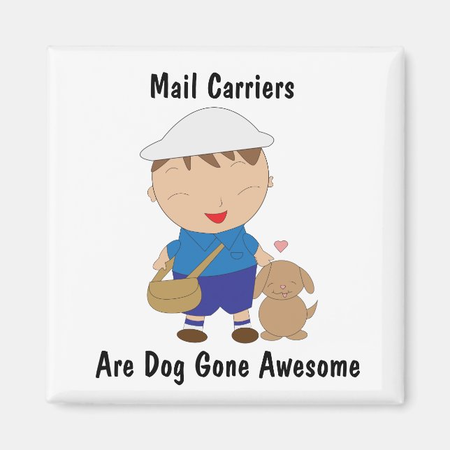 Íman Mail Man Mail Carrier Cute Brown Dog Personalize (Frente)