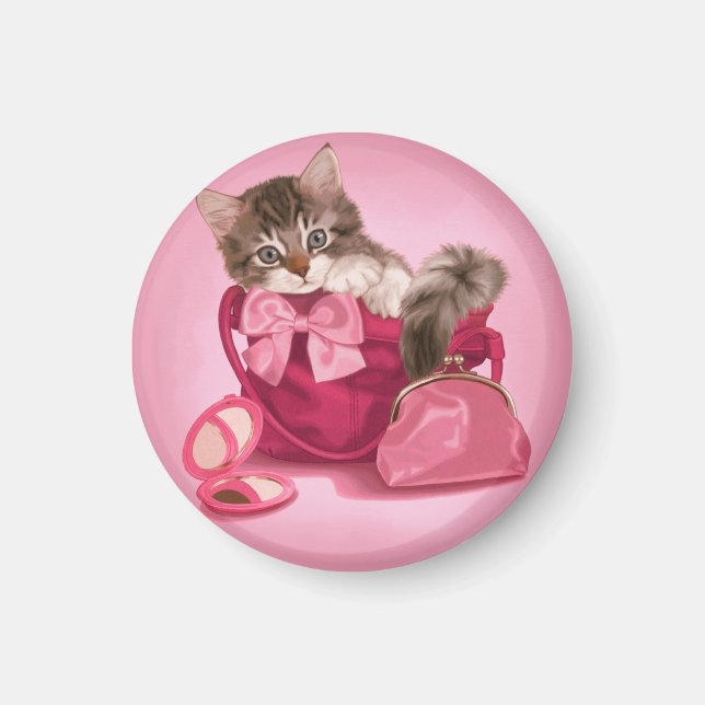 Íman Maine Coon na bolsa rosa (Frente)