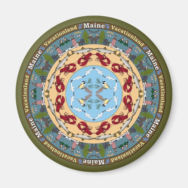 Íman Maine State Mandala Magnet (Frente)