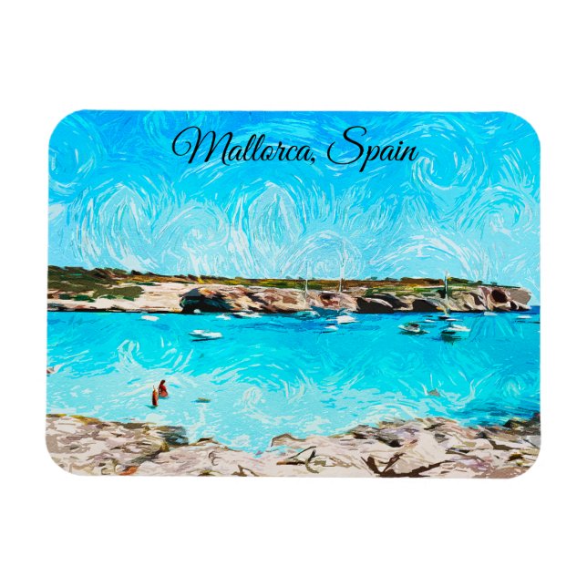 Íman Maiorca Espanha Ilha Balear Aquarela (Horizontal)