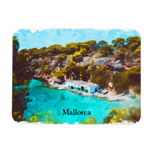 Íman Maiorca Espanha Vista Panorâmica Aquarela Paisagem
