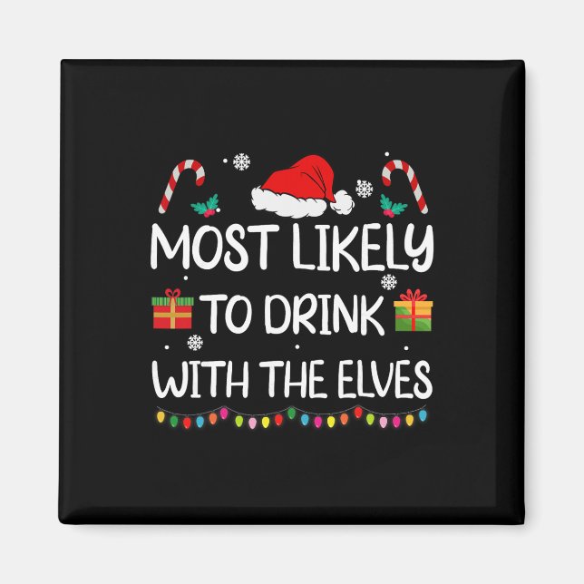Íman Mais Propenso a Beber com a Família de Elfos Natal (Frente)