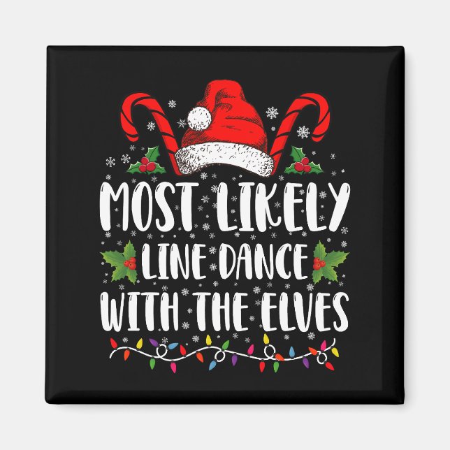 Íman Mais Propenso a Dançar em Linha com os Elfos Natal (Frente)