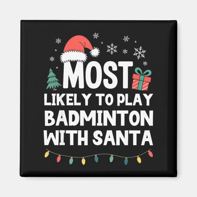 Íman Mais Propenso a Jogar Badminton com o Natal do Pap (Frente)