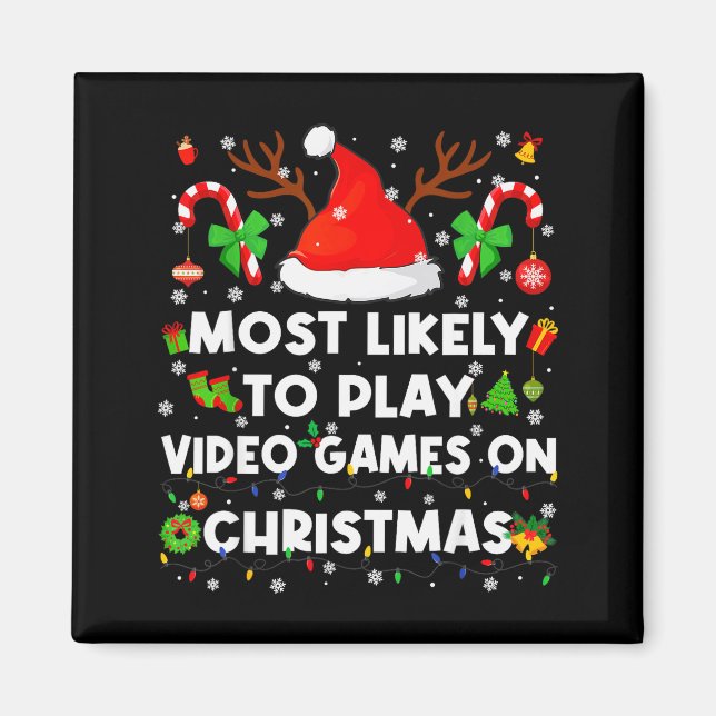 Íman Mais Propenso a Jogar Video Game de Pijama no Nata (Frente)
