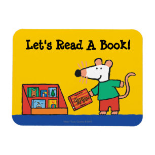 Íman Maisy com livros da biblioteca