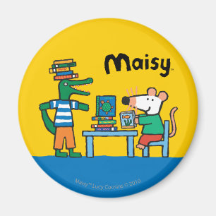 Íman Maisy e os amigos apreciam a biblioteca