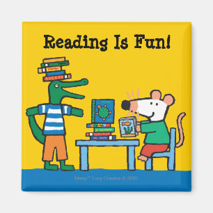 Íman Maisy e os amigos apreciam a biblioteca