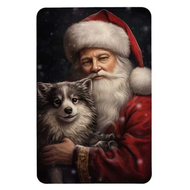 Íman Malamute do Alasca com Natal do Papai Noel (Vertical)