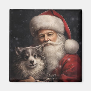 Íman Malamute do Alasca com Papai Noel Natal
