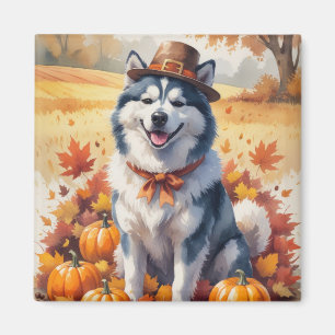 Íman Malamute do Alasca na Arte de Ação de Graças das F
