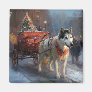 Íman Malamute do Alasca Temporada Festiva de Natal