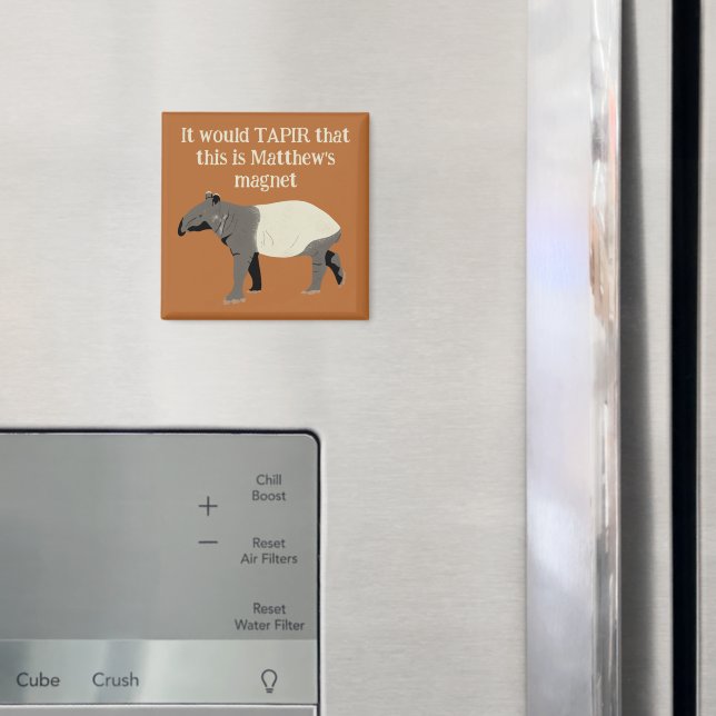 Íman Malayan Tapir Illustration Custom Message (In Situ (Fridge))