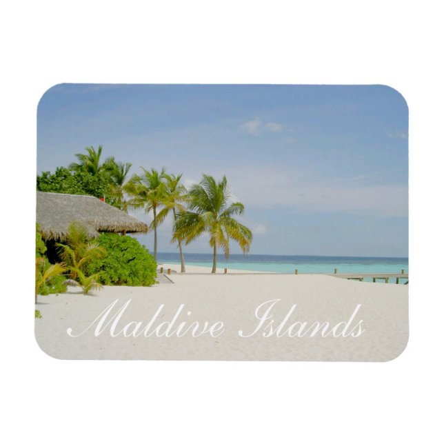 Íman Maldives Beach e Bungalow Magnet (Horizontal)