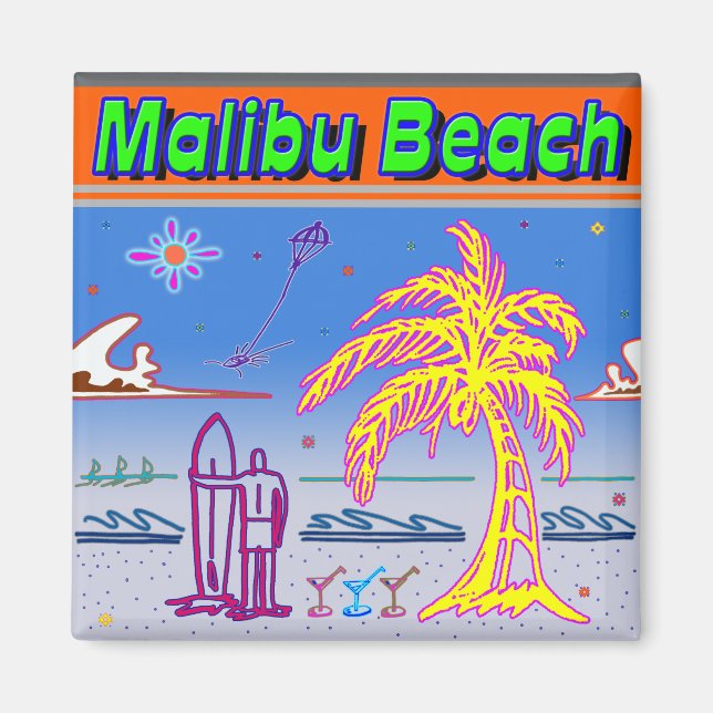 Íman "Malibu Beach" Surfer Magnet (Frente)