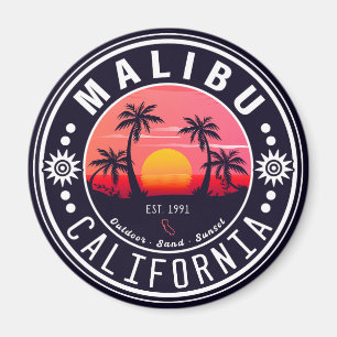 Íman Malibu Ca Retro Sunset Palm Trees Souvenirs 60s