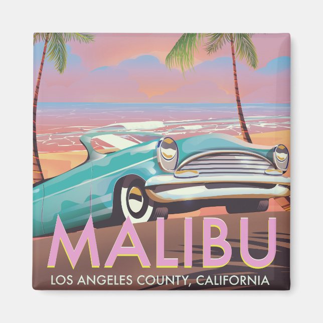 Íman Malibu, Los Angeles, poster de viagens da Califórn (Frente)