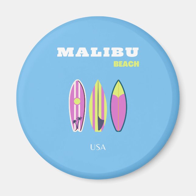 Íman Malibu, praia Malibu, Tropical, Preppy, Blue (Frente)