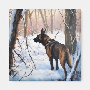 Íman Malinois Belga Deixe Nevar Natal