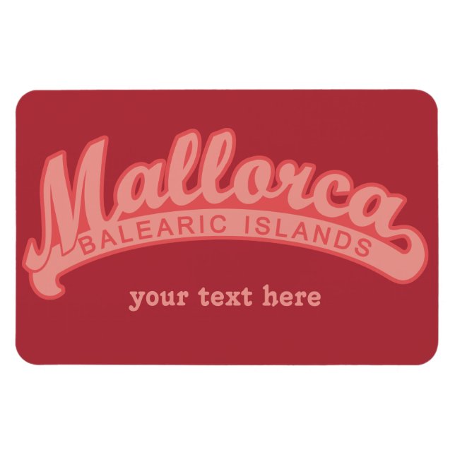 Íman MALLORCA Espanha texto personalizado e ímã colorid (Horizontal)
