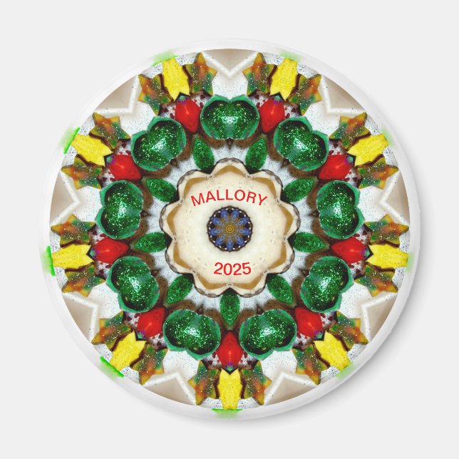 Íman MALLORY ~ Luzes de Natal Personalizadas ~ 2025 (Frente)