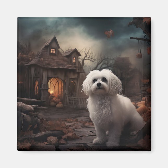Íman Maltês Halloween Assustador (Frente)