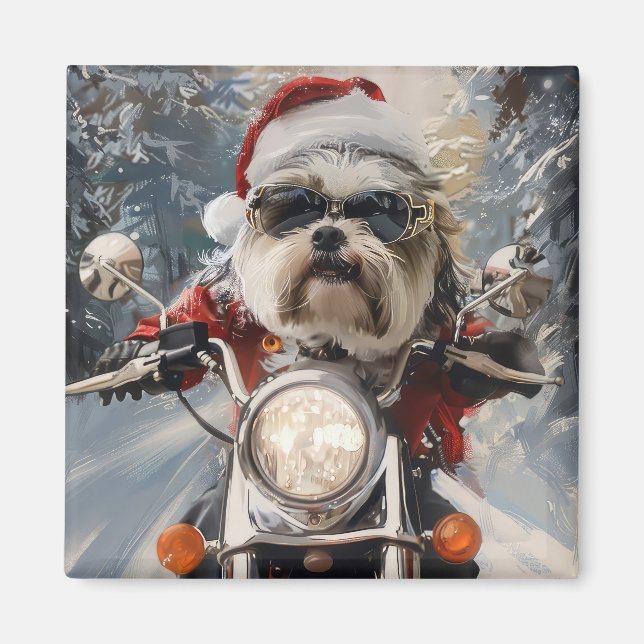 Íman Malti Tzu Dog Roda Moto Natal (Frente)